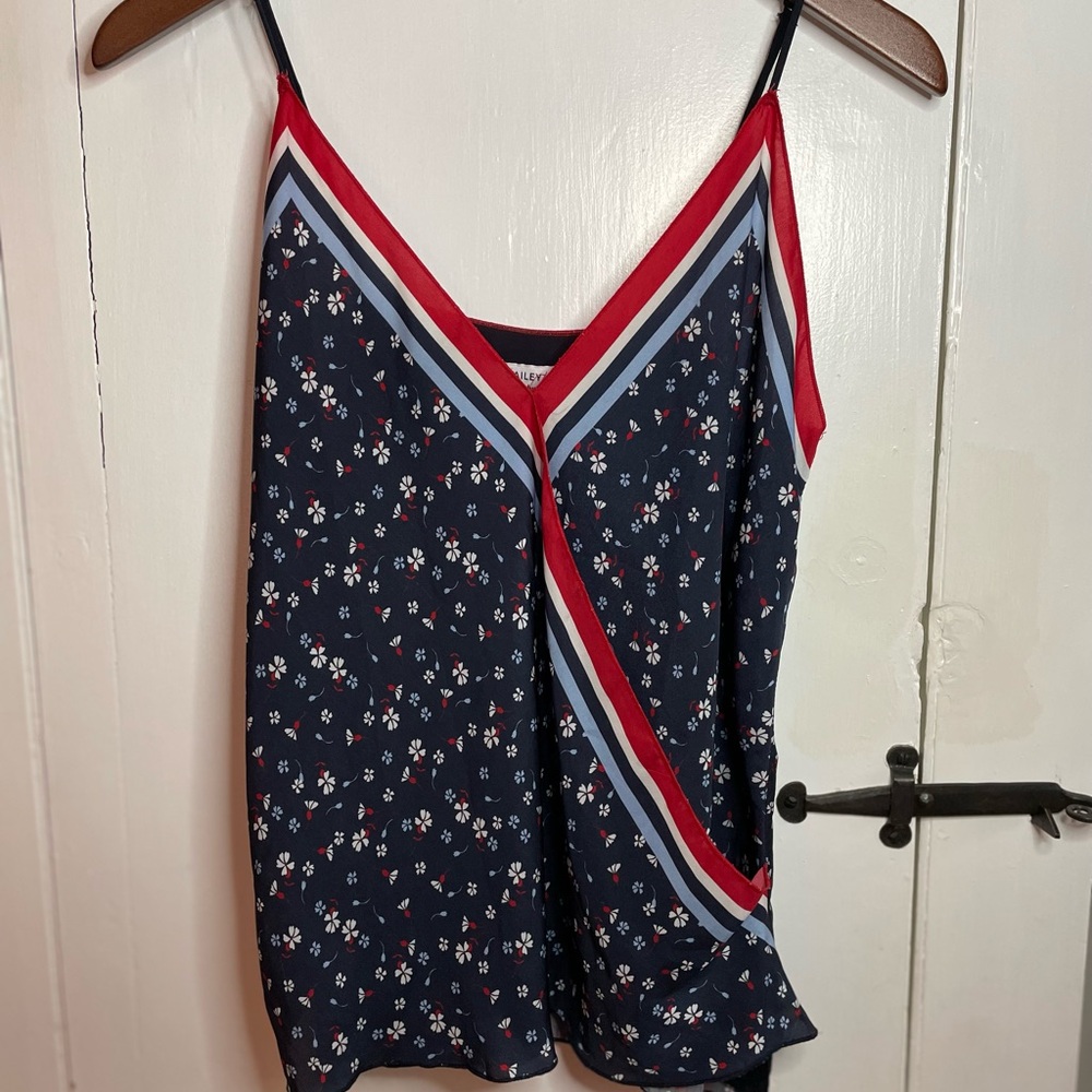 Bailey 44 Red White & Blue Ditzy Floral V-Neck Strappy Tank Top Size S
